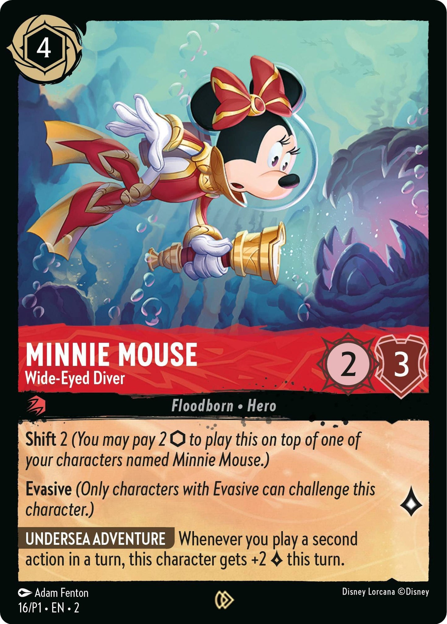 Image for Minnie Mouse - Wide-Eyed Diver (16) [Disney Lorcana Promo Cards] (Cold Foil) - Disney Lorcana