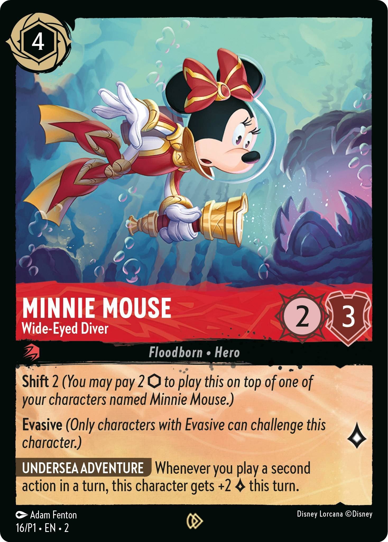 Image for Minnie Mouse - Wide-Eyed Diver (16) [Disney Lorcana Promo Cards] (Cold Foil) - Disney Lorcana