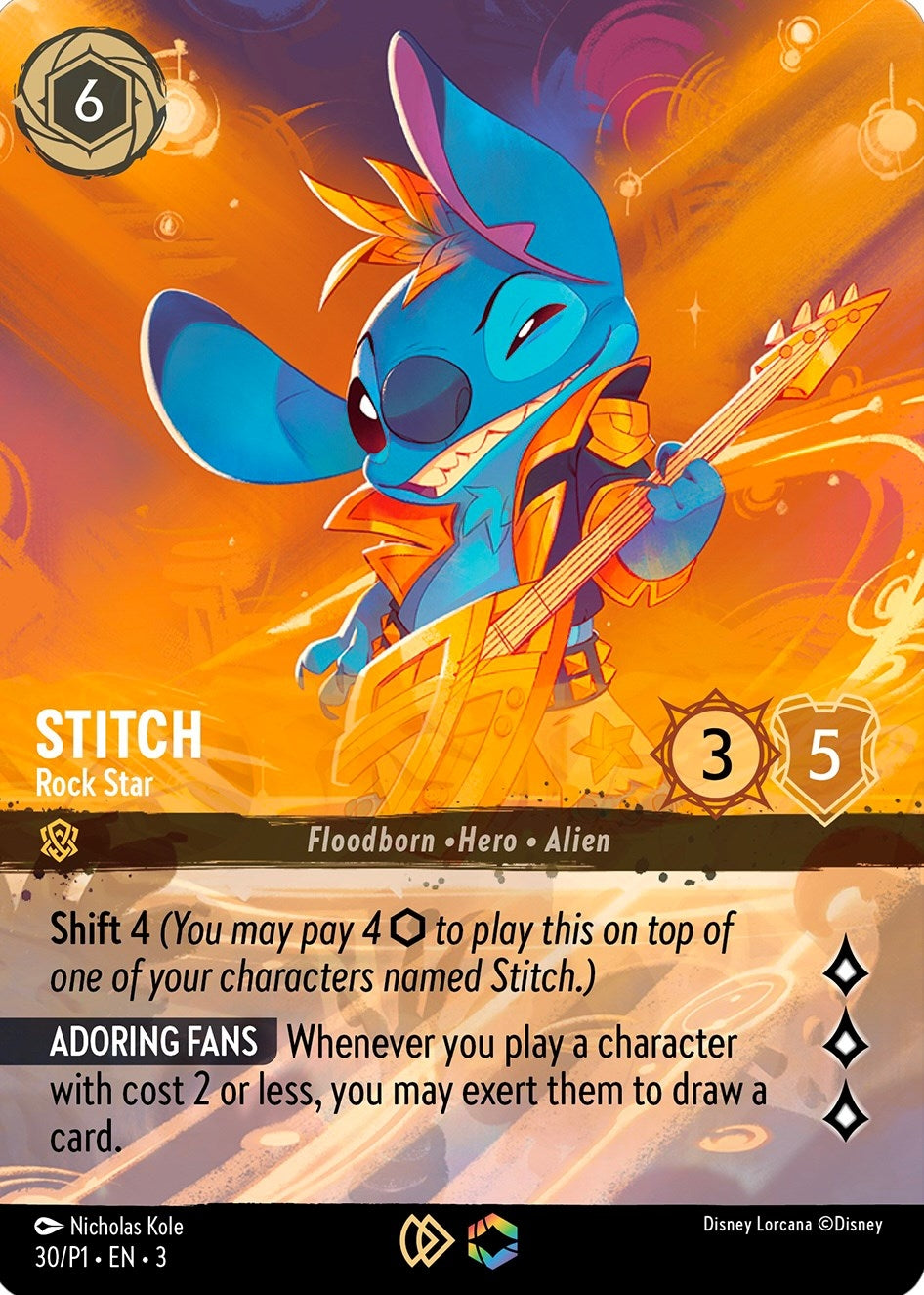 Image for Stitch - Rock Star (Store Championship) (30) [Disney Lorcana Promo Cards] (Holofoil) - Disney Lorcana
