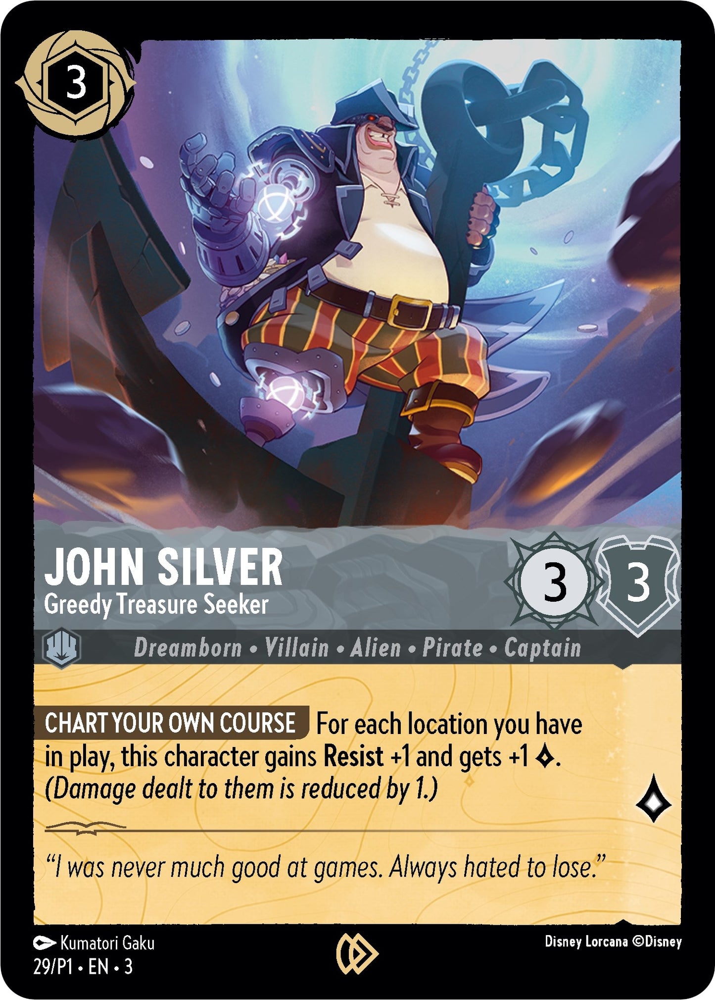 Image for John Silver - Greedy Treasure Seeker (29) [Disney Lorcana Promo Cards] (Cold Foil) - Disney Lorcana