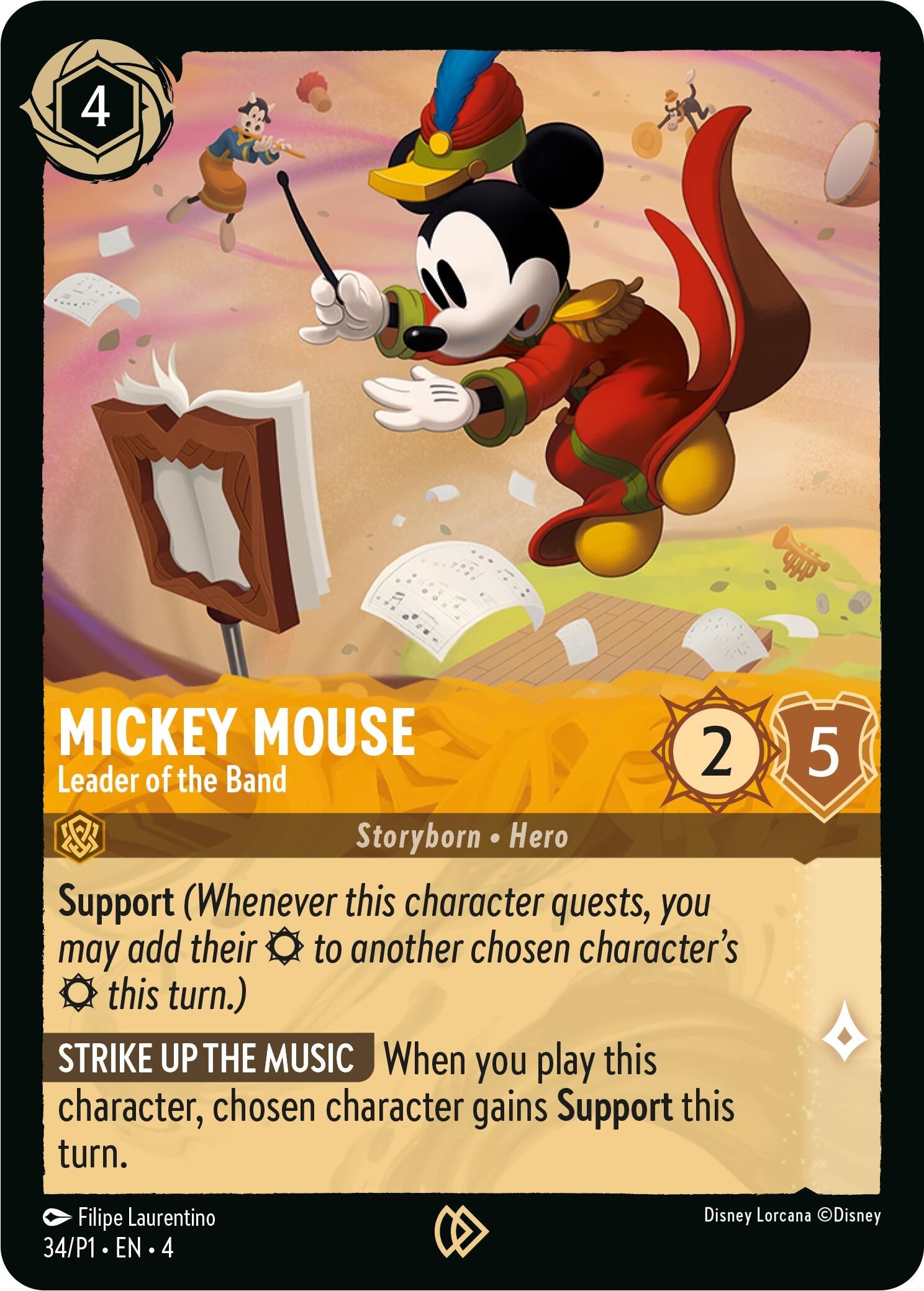 Image for Mickey Mouse - Leader of the Band (34) [Disney Lorcana Promo Cards] (Cold Foil) - Disney Lorcana