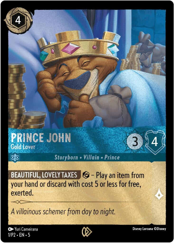 Image for Prince John - Gold Lover (1) [Disney Lorcana Promo Cards] (Cold Foil) - Disney Lorcana