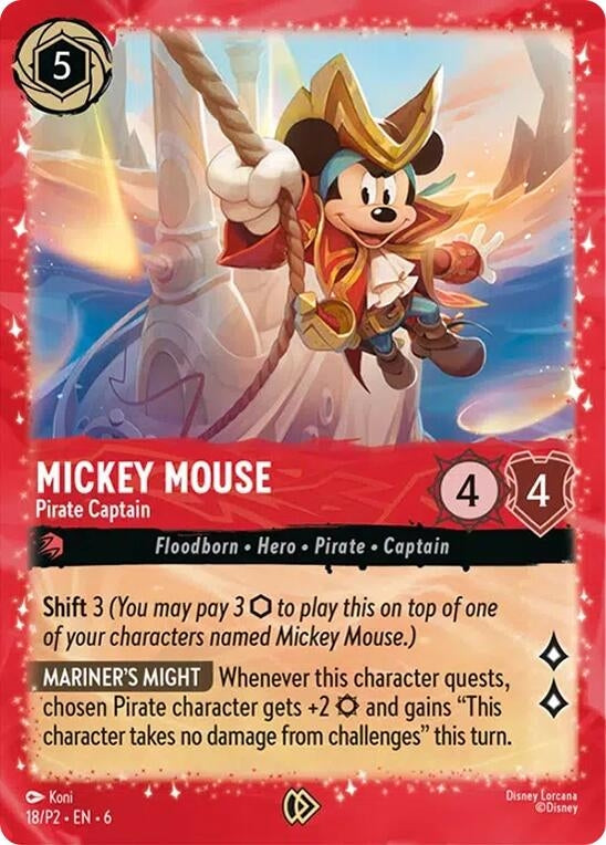 Image for Mickey Mouse - Pirate Captain (18) [Disney Lorcana Promo Cards] (Holofoil) - Disney Lorcana