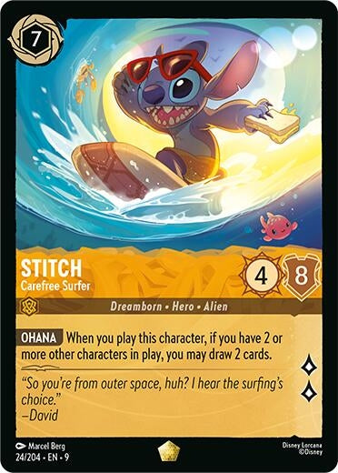 Image for Stitch - Carefree Surfer (24/204) [Fabled] (Cold Foil) - Disney Lorcana