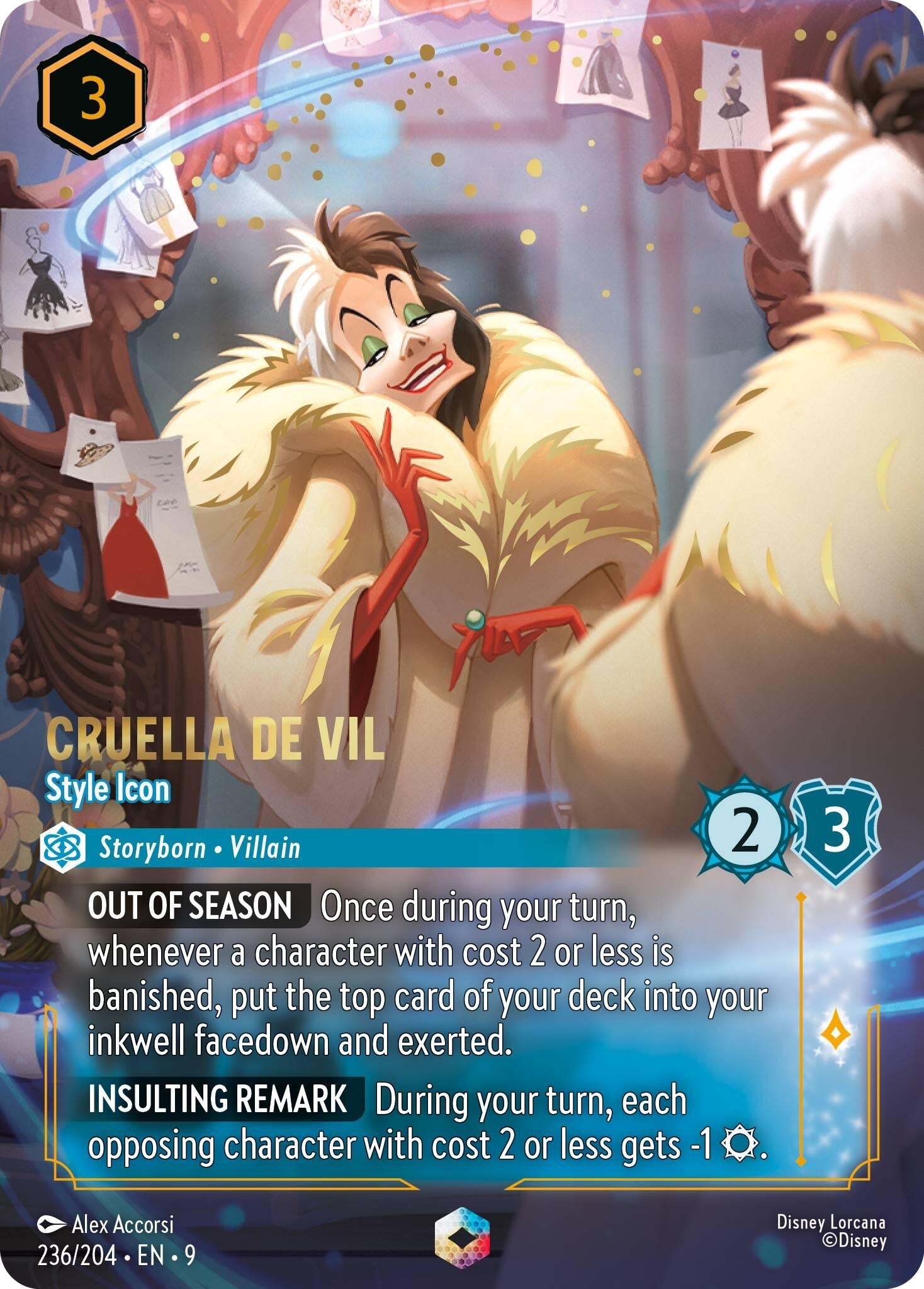 Image for Cruella De Vil - Style Icon (Enchanted) (236/204) [Fabled] (Holofoil) - Disney Lorcana