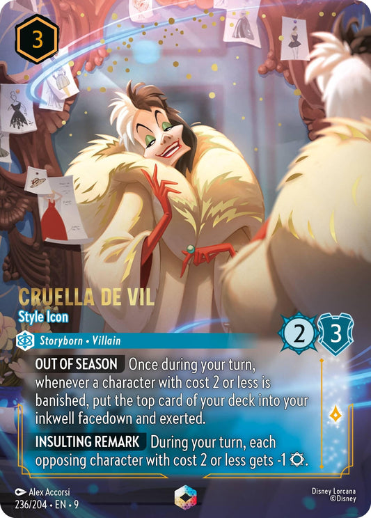 Image for Cruella De Vil - Style Icon (Enchanted) (236/204) [Fabled] (Holofoil) - Disney Lorcana