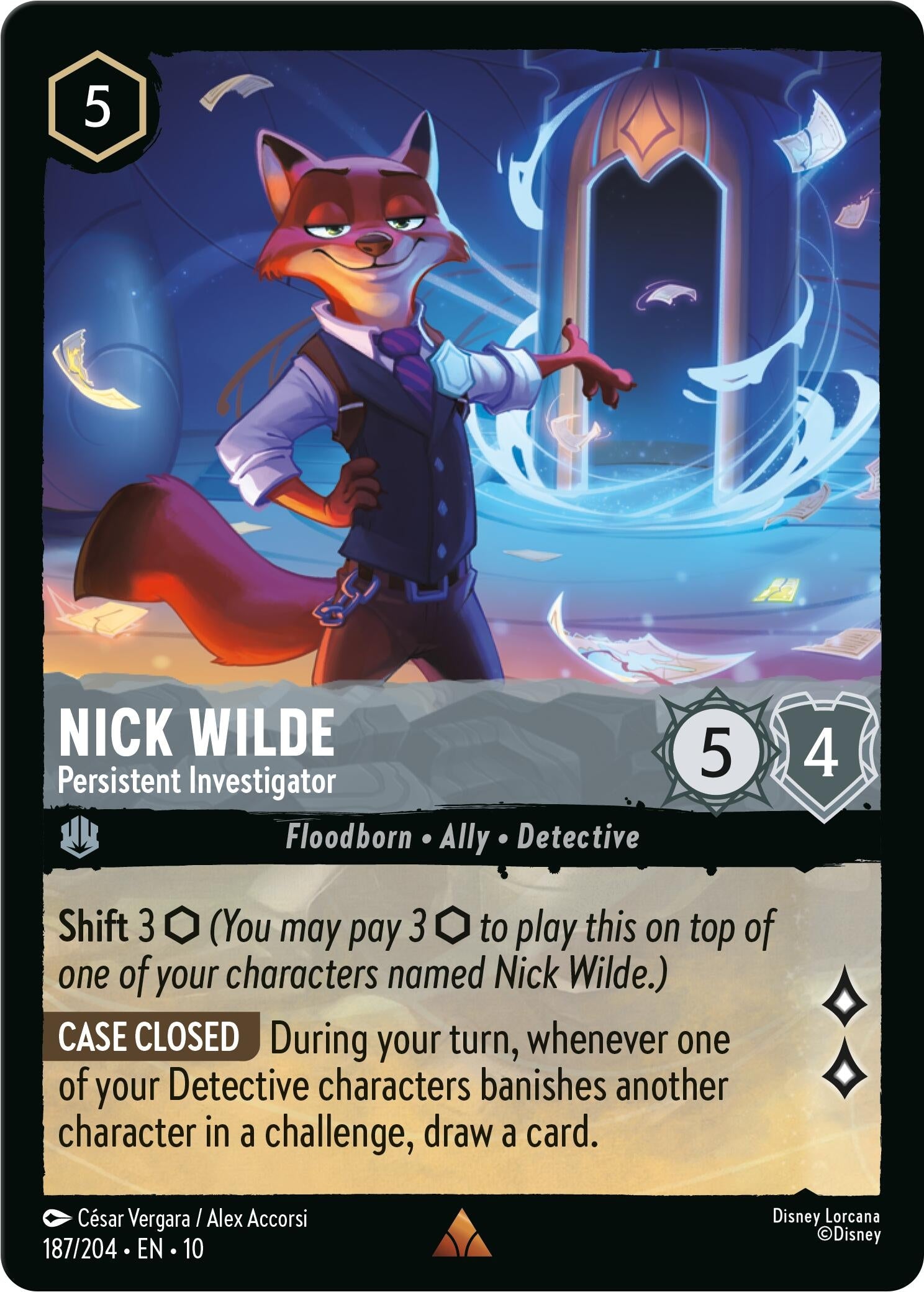 Image for Nick Wilde - Persistent Investigator (187/204) [Whispers in the Well] (Cold Foil) - Disney Lorcana