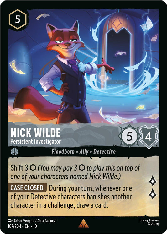 Image for Nick Wilde - Persistent Investigator (187/204) [Whispers in the Well] (Cold Foil) - Disney Lorcana