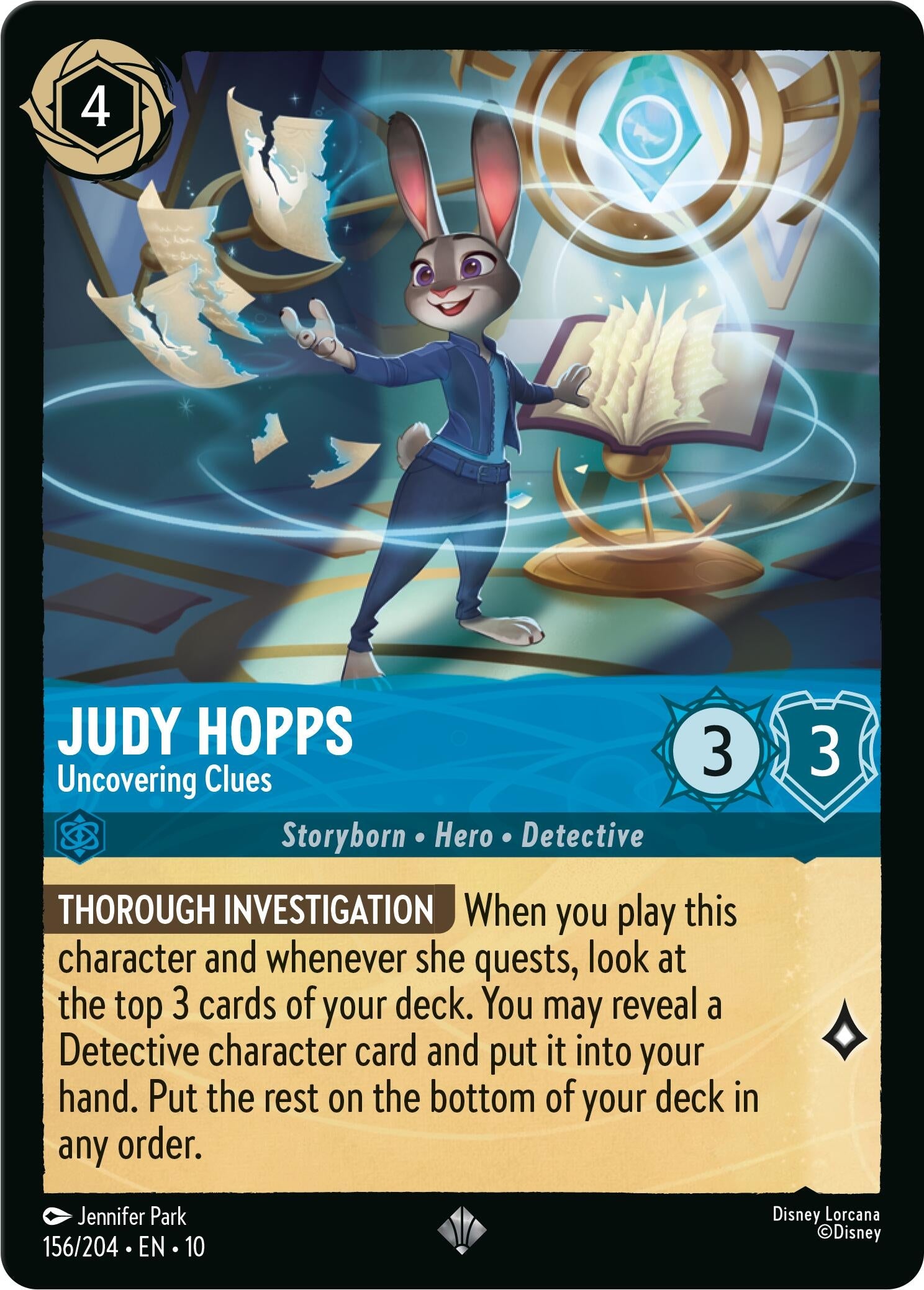 Image for Judy Hopps - Uncovering Clues (156/204) [Whispers in the Well] (Holofoil) - Disney Lorcana