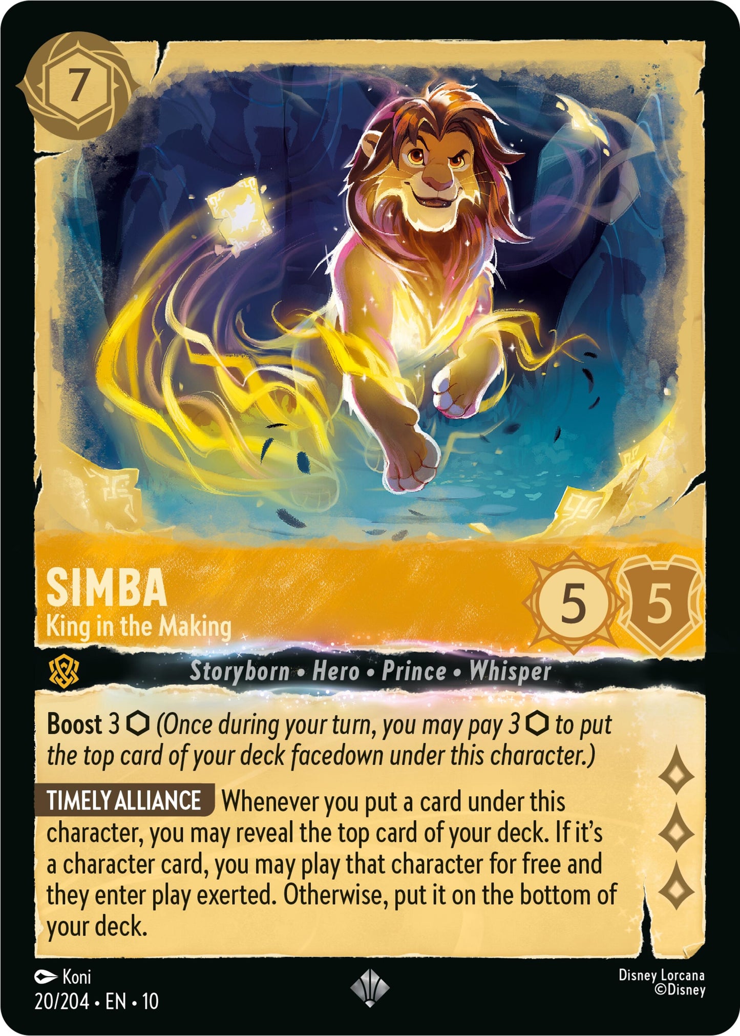 Image for Simba - King in the Making (20/204) [Whispers in the Well] - Disney Lorcana
