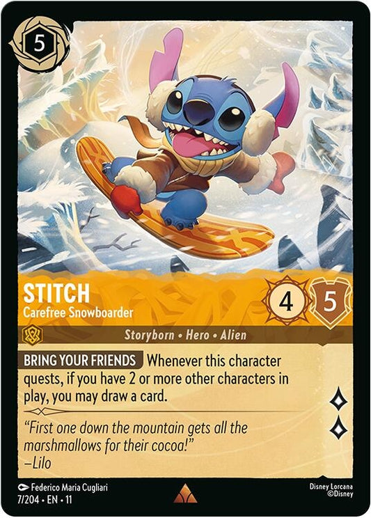 Image for Stitch - Carefree Snowboarder (7/204) [Winterspell] (Cold Foil) - Disney Lorcana