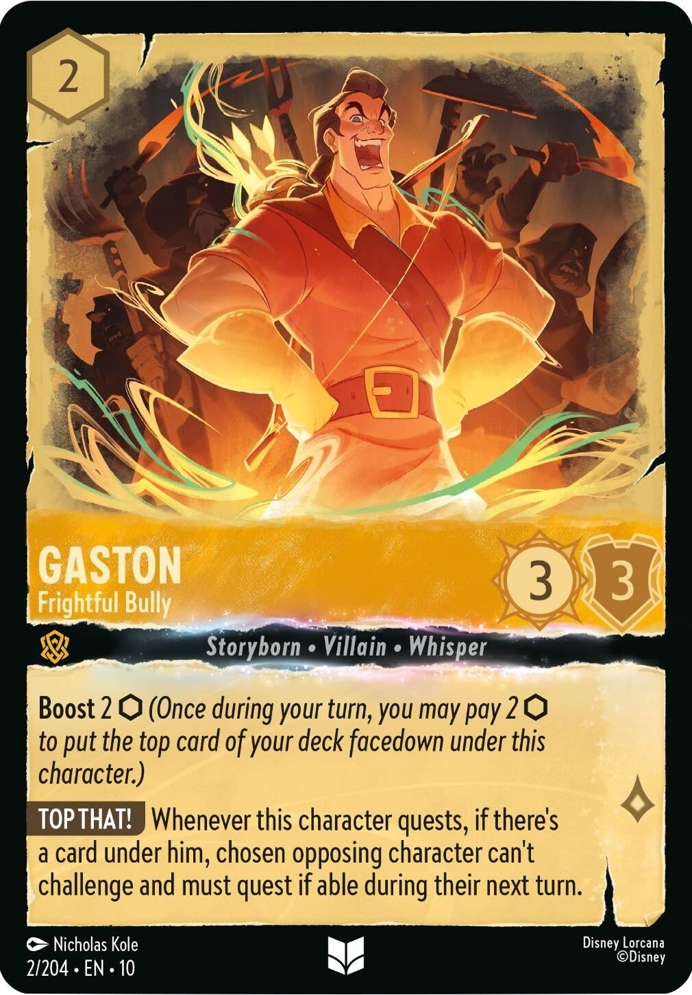 Image for Gaston - Frightful Bully (2/204) [Whispers in the Well] (Cold Foil) - Disney Lorcana