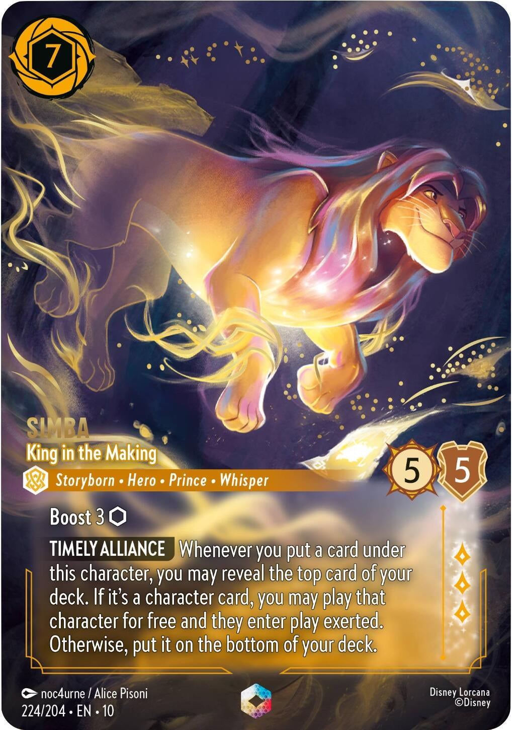 Image for Simba - King in the Making (Enchanted) (224/204) [Whispers in the Well] (Holofoil) - Disney Lorcana