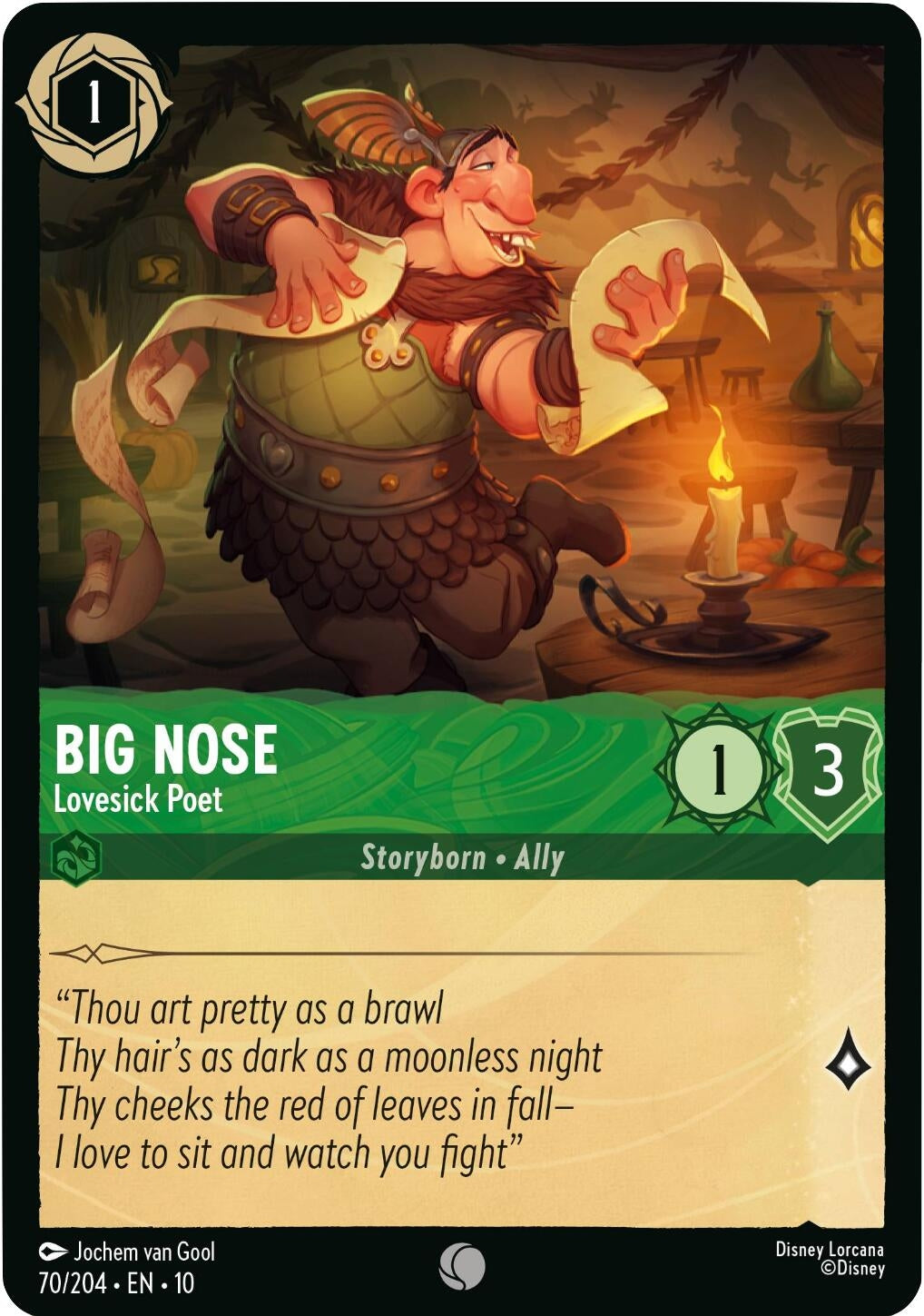 Image for Big Nose - Lovesick Poet (70/204) [Whispers in the Well] (Cold Foil) - Disney Lorcana