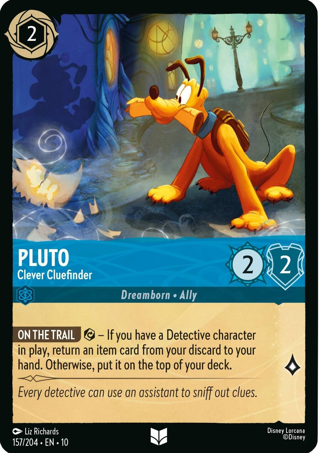 Image for Pluto - Clever Cluefinder (157/204) [Whispers in the Well] (Cold Foil) - Disney Lorcana