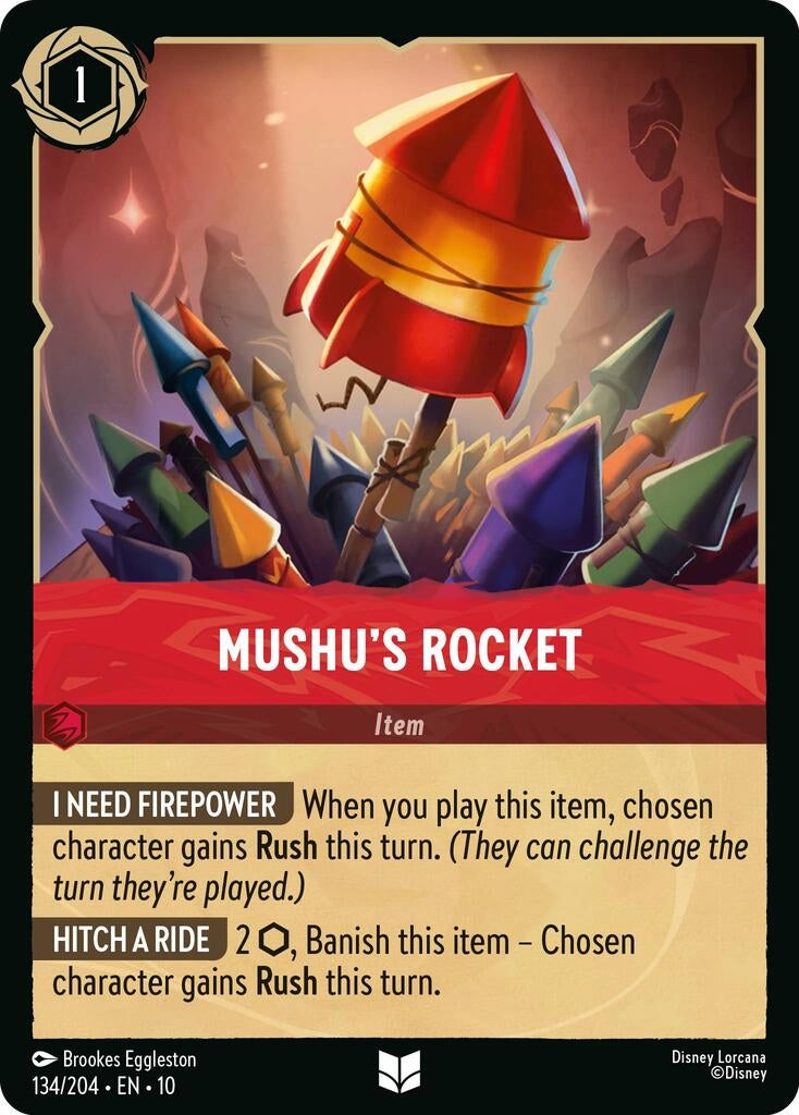 Image for Mushu's Rocket (134/204) [Whispers in the Well] (Cold Foil) - Disney Lorcana
