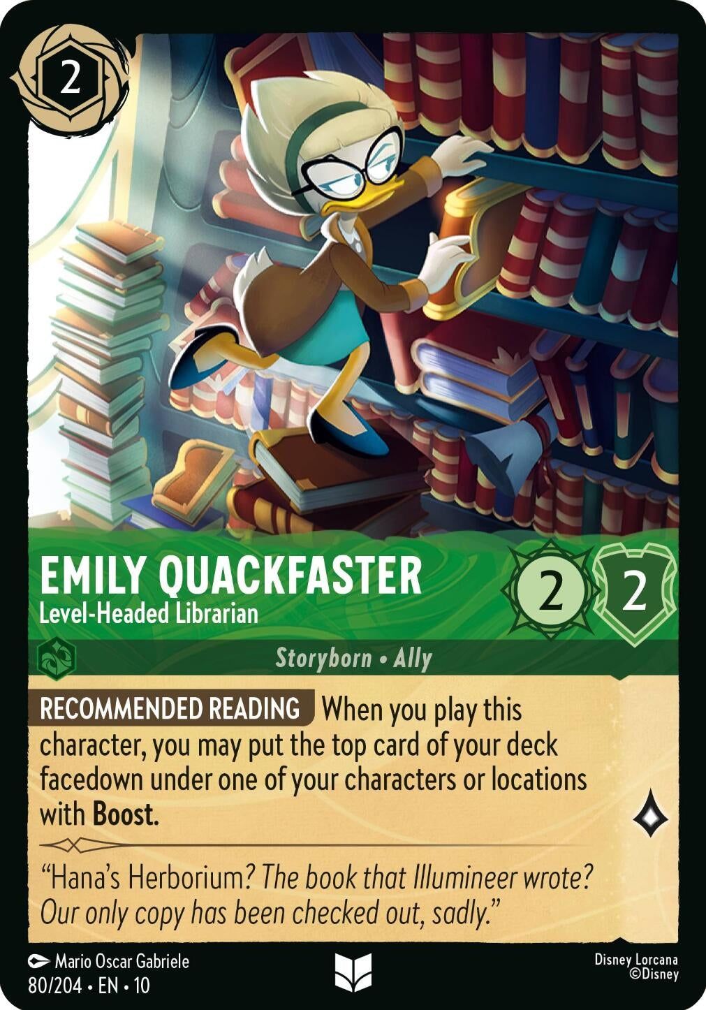 Image for Emily Quackfaster - Level-Headed Librarian (80/204) [Whispers in the Well] (Cold Foil) - Disney Lorcana