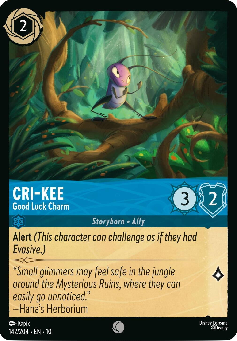 Image for Cri-Kee - Good Luck Charm (142/204) [Whispers in the Well] - Disney Lorcana