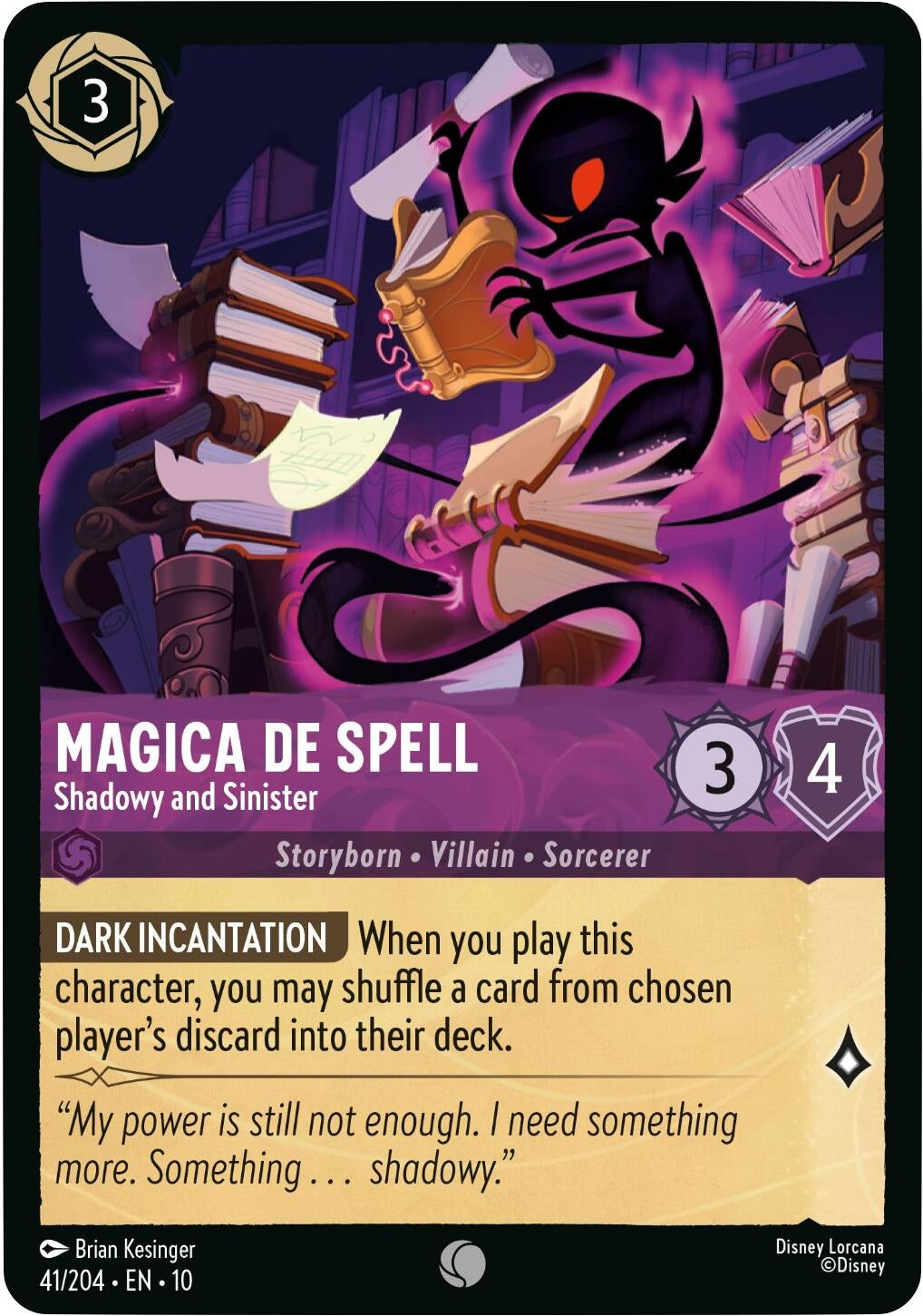Image for Magica De Spell - Shadowy and Sinister (41/204) [Whispers in the Well] - Disney Lorcana