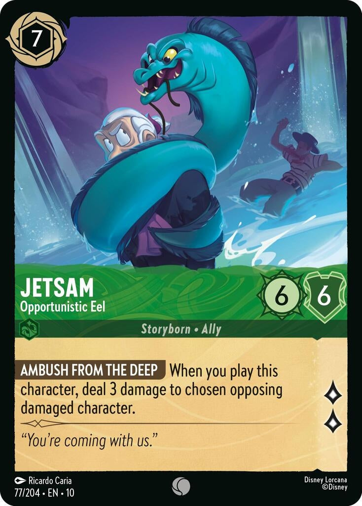Image for Jetsam - Opportunistic Eel (77/204) [Whispers in the Well] (Cold Foil) - Disney Lorcana