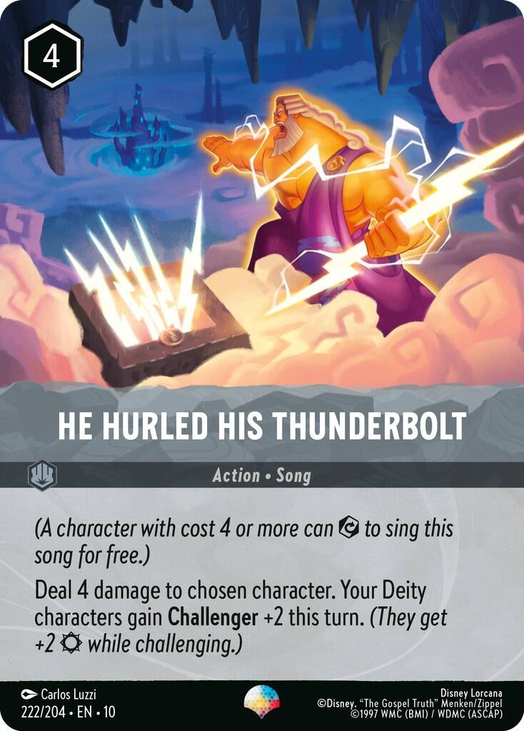 Image for He Hurled His Thunderbolt (Epic) (222/204) [Whispers in the Well] (Holofoil) - Disney Lorcana