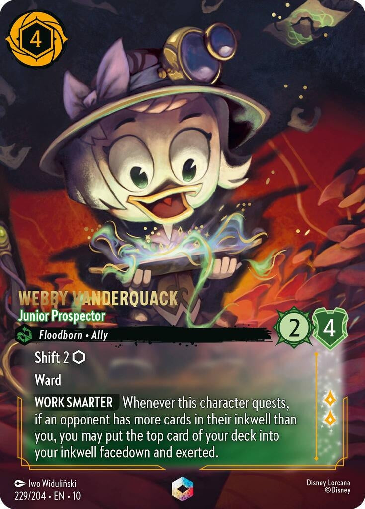 Image for Webby Vanderquack - Junior Prospector (Enchanted) (229/204) [Whispers in the Well] (Holofoil) - Disney Lorcana
