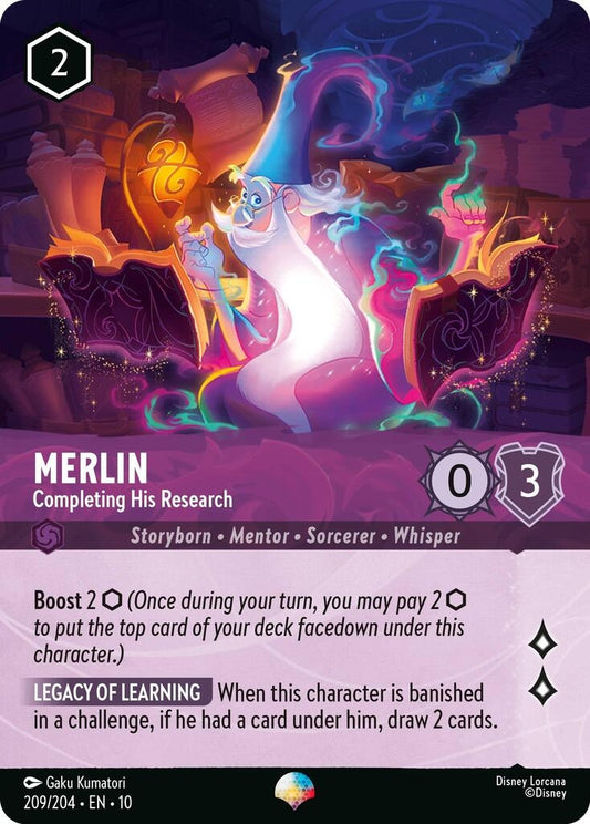 Image for Merlin - Completing His Research (Epic) (209/204) [Whispers in the Well] (Holofoil) - Disney Lorcana