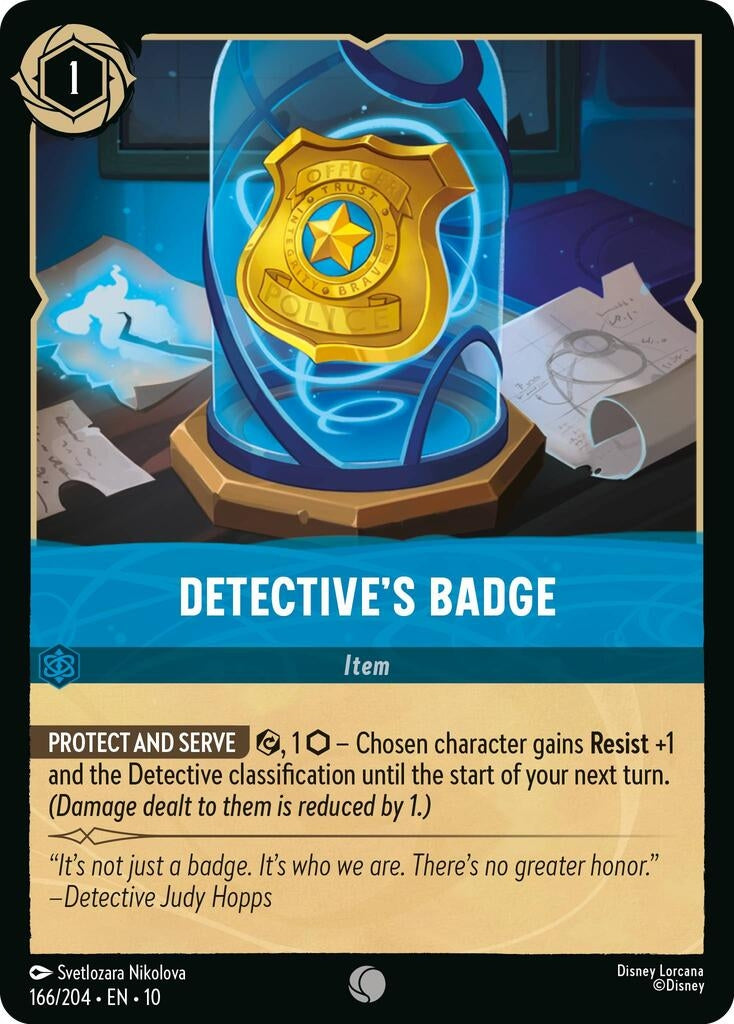 Image for Detective's Badge (166/204) [Whispers in the Well] (Cold Foil) - Disney Lorcana