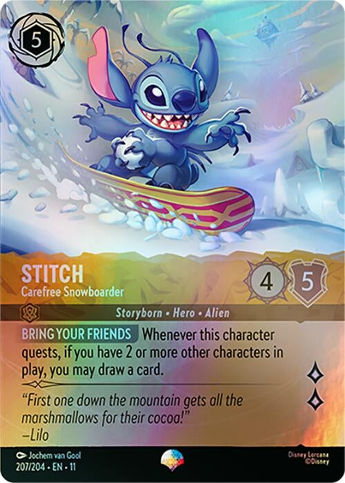 Image for Stitch - Carefree Snowboarder (Epic) (2077/204) [Winterspell] (Holofoil) - Disney Lorcana