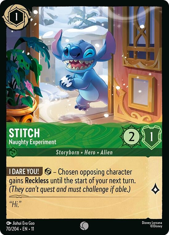 Image for Stitch - Naughty Experiment (70/204) [Winterspell] (Cold Foil) - Disney Lorcana