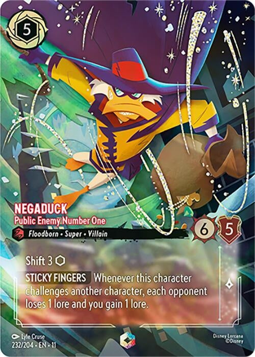 Image for Negaduck - Public Enemy Number One (Enchanted) (232/204) [Winterspell] (Holofoil) - Disney Lorcana