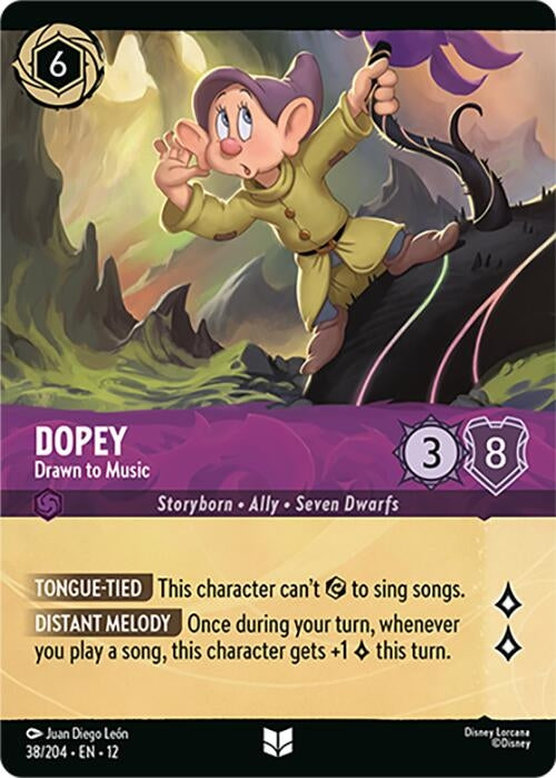 Image for Dopey - Drawn to Music (Foil) (38/204) [Wilds Unknown] (Cold Foil) - Disney Lorcana