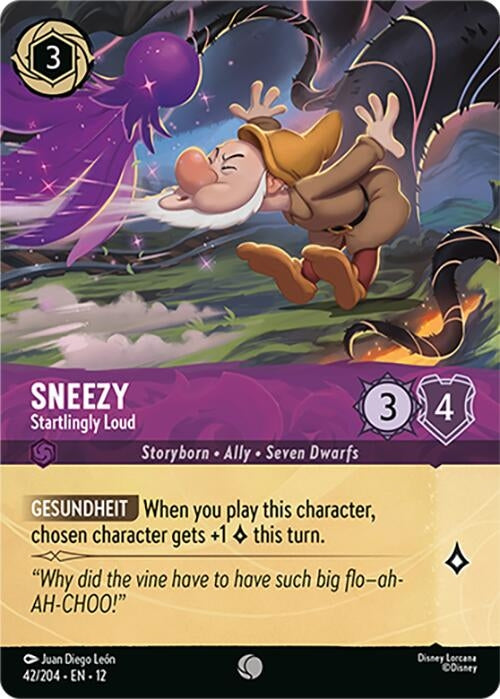 Image for Sneezy - Startlingly Loud (Foil) (42/204) [Wilds Unknown] (Cold Foil) - Disney Lorcana