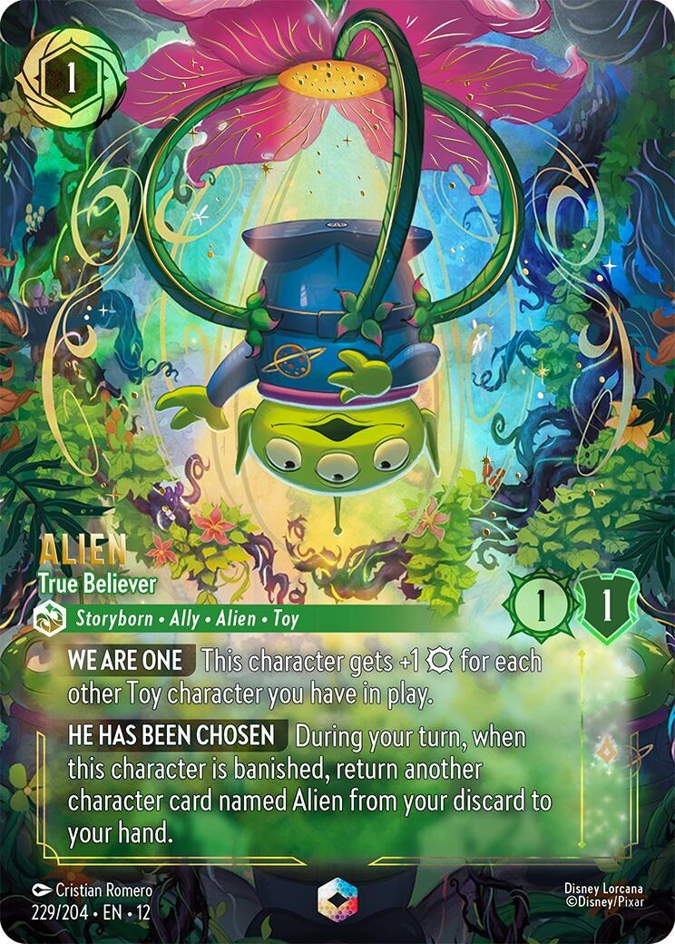 Image for Alien - True Believer (Enchanted) (229/204) [Wilds Unknown] (Holofoil) - Disney Lorcana