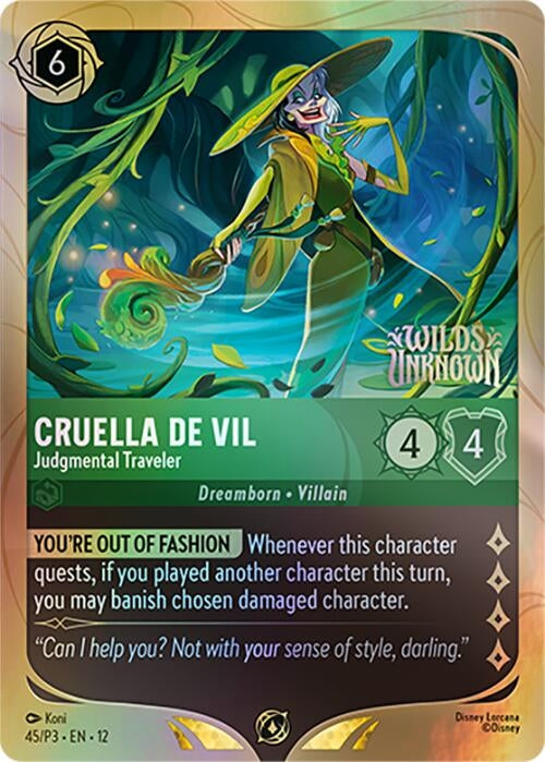 Image for Cruella De Vil - Judgmental Traveler (45) [Disney Lorcana Promo Cards] (Holofoil) - Disney Lorcana