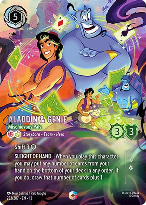 Image for Aladdin & Genie - Mischievous Pals (Enchanted) (232/204) [Attack of the Vine!] (Holofoil) (13) - Disney Lorcana