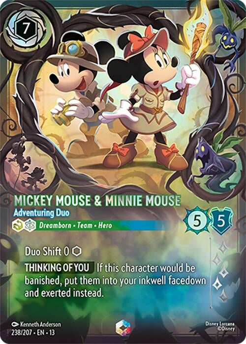 Image for Mickey Mouse & Minnie Mouse - Adventuring Duo (Enchanted) (238/204) [Attack of the Vine!] (Holofoil) (13) - Disney Lorcana