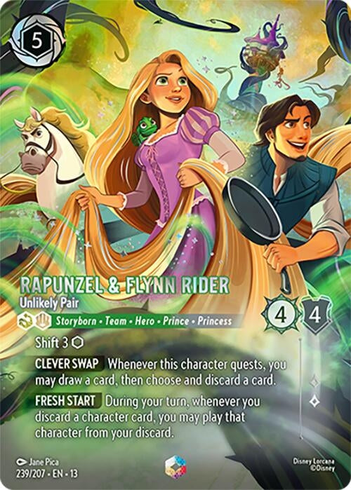 Image for Rapunzel & Flynn Rider - Unlikely Pair (Enchanted) (239/204) [Attack of the Vine!] (Holofoil) (13) - Disney Lorcana